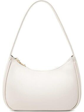 Women Beige Shoulder Tote Bag Cute Hobo Mini Clutch Zipper Bag